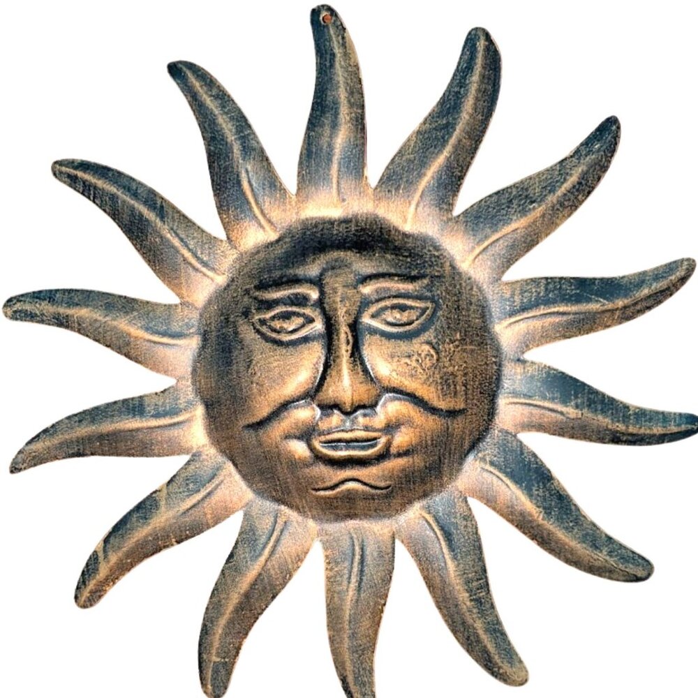 VTG 90's 14.5" Metal Sun Wall Art Sculpture Hanging Patio Fence Yard Living Room